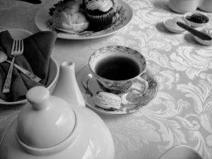 black and white tea service